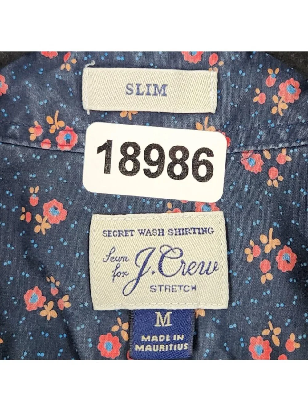 J Crew Shirt Mens Medium Blue Floral Secret Wash Shirting Slim Long Sleeve